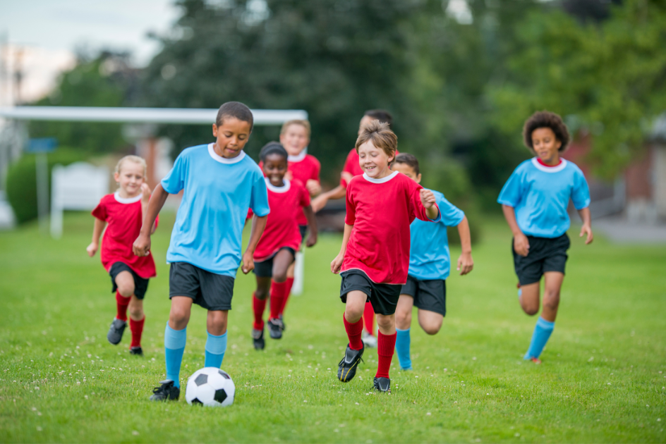 playing soccer